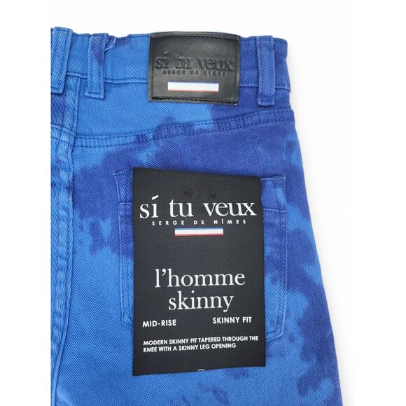 Si Tu Veux Brutini‎ Cargo Jeans Blue 28 Skinny Fit Stacked Grunge Street Style - Picture 6 of 7